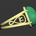 Elegant Gold Ring With Oval Green Gemstone And Curved Band Design