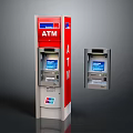 Red And Gray ATM Banking Equipment Standing And Wall Mounted Designs With Digital Screen