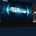 Modern Siemens SMO Stage with Lights and Large Screen Displaying Speed Up Your Next Station