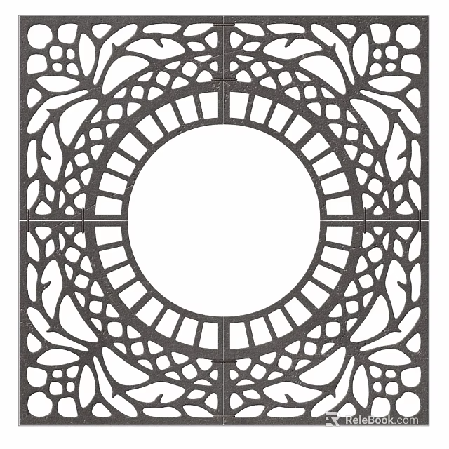 Ornate Decorative Floor With Intricate Circular Pattern And Lace Like Cutouts 3d model 