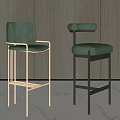 Light Green Fabric Bar Stools With Gold And Black Metal Modern Design