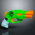 Building Blocks Toy Gun Model With Green Orange Parts Black Pattern And White Grip