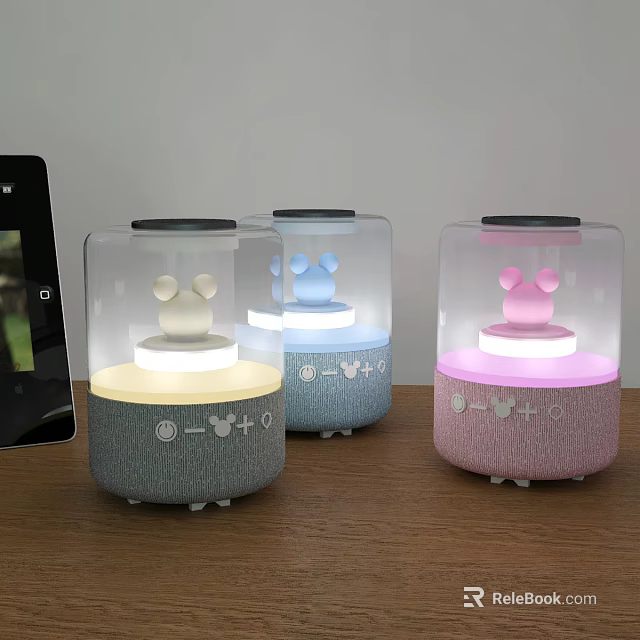 Cartoon Design Table Lamps with Mickey Mouse Ears Transparent Shade Multiple Colors Decorative Base 3d model 