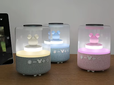 Cartoon Design Table Lamps with Mickey Mouse Ears Transparent Shade Multiple Colors Decorative Base 3d model