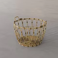 Woven Wicker Bathroom Accessory Basket With Decorative Handles For Storage