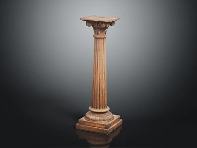 Classical Wooden Column With Ornate Capital Fluted Shaft And Decorative Base 3d model