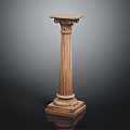 Classical Wooden Column With Ornate Capital Fluted Shaft And Decorative Base
