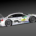 BMW DTM Racing Car With White Body Aerodynamic Design And Sponsor Logos