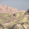Scenic Mountain Landscape With Rugged Peaks Green Valleys And Rocky Terrain