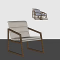 Modern Beige Armchair With Wooden Frame Armrests And Soft Fabric Seat Design