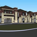 Commercial Complex with Traditional Modern Architecture Brown Beige Exteriors Multiple Storefronts 3d model