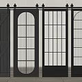 Barn Door Design Ideas Featuring Wooden Panel And Glass Grid Sliding Interior Styles