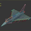 Modern Military Jet Fighter with Blue Canopy Gray Body and Wing Mounted Missiles
