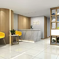 Modern Hair Salon Interior With Two Brown Chairs Wooden Cabinets Shelves And Striped Blinds