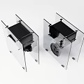 Modern Transparent Headphone Speakers With Acrylic Enclosure And Black Components Design
