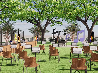 Modern Park Music Park Landscape Music Art Device Outdoor Art Training Outdoor Development Base Culture and Art Festival 3d model