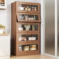 Wooden Kitchen Cabinet With Glass Doors And Storage