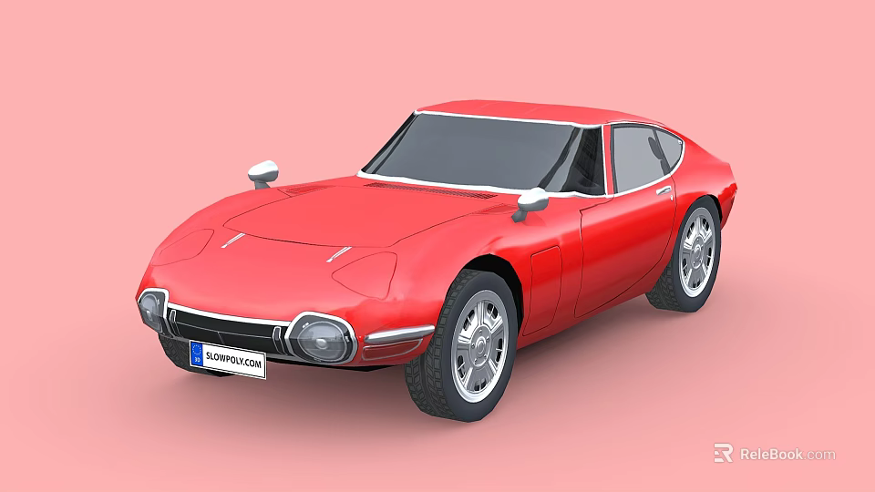 Red Classic Sports Car With Sleek Body Design And Silver Alloy Wheels 3d model 