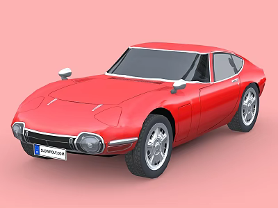 Red Classic Sports Car With Sleek Body Design And Silver Alloy Wheels 3d model
