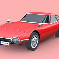 Red Classic Sports Car With Sleek Body Design And Silver Alloy Wheels