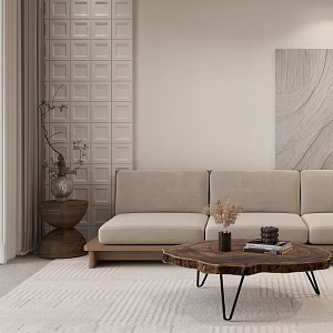 Double sofa coffee table plant 3d model