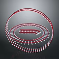 3D Circular Structure With Red And White Lines And Central Platform Design 3d model
