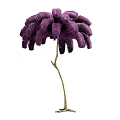 Modern Purple Fluffy Floor Lamp With Gold Stand And Plush Shade