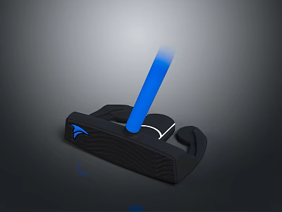 Black Electronic Device With Blue Accent Strip And Ergonomic Design Features 3d model