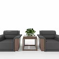 Casual Living Room Sofa Set With Two Sofas Side Table And Decorative Plants 3d model