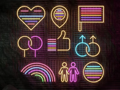 Modern decorative lights neon 3d model