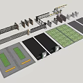 Modern gate access control gate system 3d model