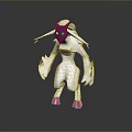 Game Movie Character With Purple Head Blue Eyes White Body Long Arms And Red Feet