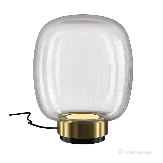 Modern Transparent Glass Table Lamp With Gold Base And Black Cord 3d model 
