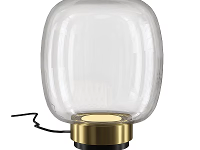 Modern Transparent Glass Table Lamp With Gold Base And Black Cord 3d model
