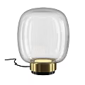Modern Transparent Glass Table Lamp With Gold Base And Black Cord