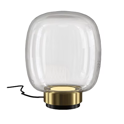 Modern Transparent Glass Table Lamp With Gold Base And Black Cord 3d model
