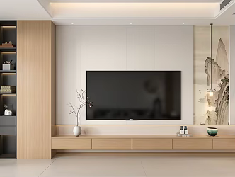 New Chinese TV background wall TV wall 3d model