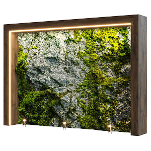 Modern plant wall green plant rock background wall 3d model