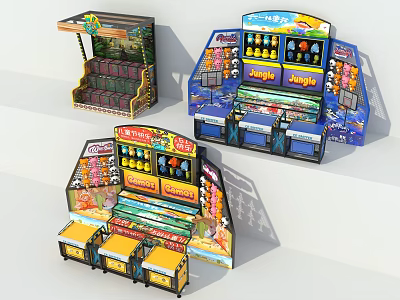 Colorful Amusement Equipment With Jungle Theme And Various Arcade Game Machines For Play 3d model