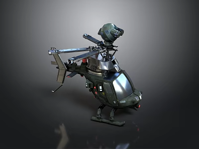 Green Silver Space Mission Helicopter With Rotors And Advanced Equipment 3d model