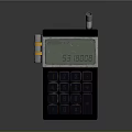 Modern Electronic Calculator Featuring Digital Display Black Keypad And Silver Frame