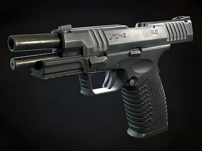 Black Double Barrel ASP Weapon Featuring Textured Grip and Modern Design 3d model