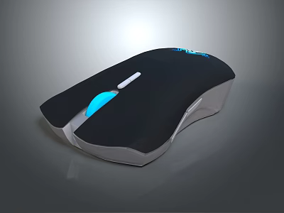 Ergonomic Wireless Gaming Mouse With Blue LED Light Modern Sleek Design For Computer Use 3d model