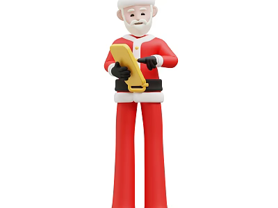 Santa Claus Game Movie Character Standing In Red Outfit Holding Yellow Book 3d model