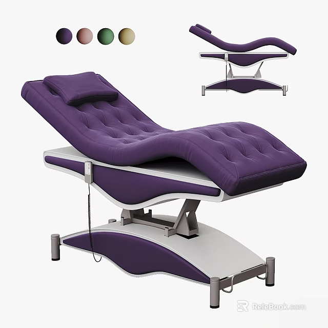 Medical Treatment Table With Purple Upholstery Adjustable Structure Ergonomic Design And Color Options 3d model 