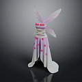 Elegant Purple And White Gradient Fairy Dress With Pink Floral Patterns And Transparent Wings