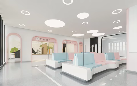 Modern Hospital Hall Medical Space 3d model
