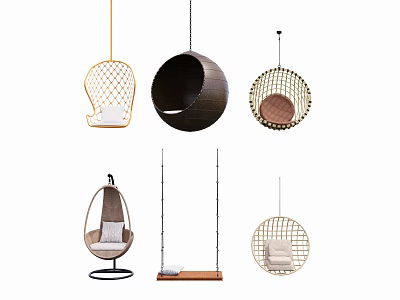 Modern Woven Hanging Pendant Lights with Circular Shapes for Home Interior Decor 3d model