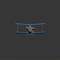 Biplane Passenger Plane Model With Orange Body Blue Wings And Details