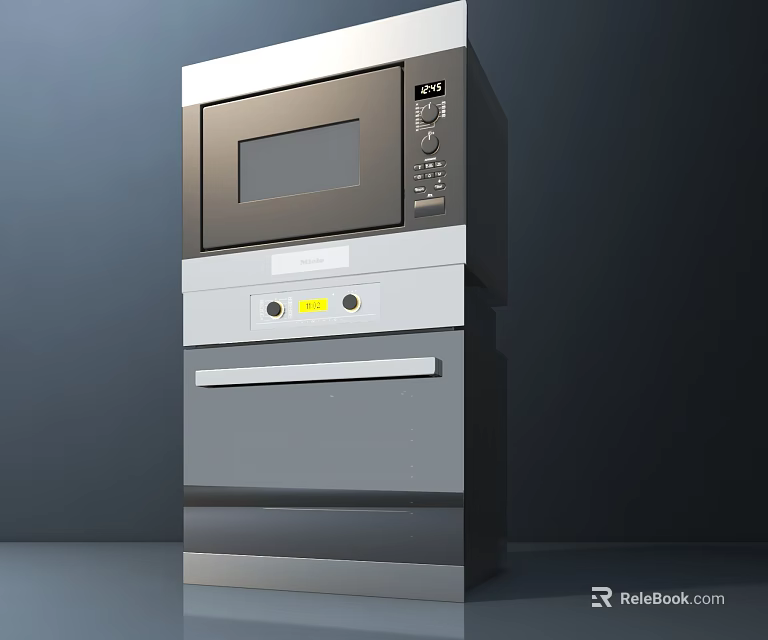 Modern Stainless Steel Kitchen Appliance With Microwave Oven Combination And Digital Control Panel 3d model 